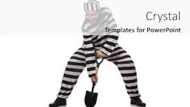  Presentation with prison - Amazing theme having prison inmate with spade isolated on white backdrop and a white colored foreground