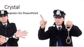  Presentation with prison - Theme featuring prison officers - funny policeman isolated background and a cool aqua colored foreground