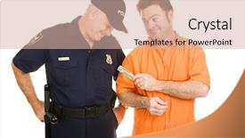  Presentation with orange - Presentation theme featuring prison officers - inmate in orange jump suit background and a soft green colored foreground