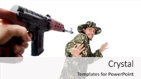  Presentation with weapons - Presentation consisting of prison officers - soldier with weapons isolated background and a  colored foreground