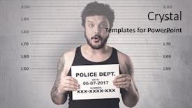  Presentation with gangster - Colorful PPT theme enhanced with prison violence - caught gangster in jail backdrop and a light gray colored foreground