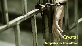  Presentation with jail - Cool new PPT theme with prison violence - hands in jail backdrop and a tawny brown colored foreground