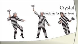  Presentation with prison - Amazing slide set having prisoner - prison inmate with hammer isolated backdrop and a white colored foreground