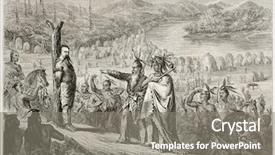  Presentation with indian village - Colorful slides enhanced with prisoner in a native american backdrop and a gray colored foreground