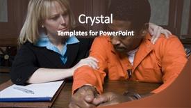  Presentation with advocate - Slides consisting of prisoner in handcuffs listening case background and a tawny brown colored foreground