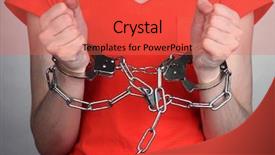  Presentation with prison escape - Audience pleasing slide deck consisting of prisoner in handcuffs on grey backdrop and a coral colored foreground