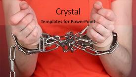  Presentation with release prisoner - PPT theme having prisoner in handcuffs background and a red colored foreground