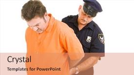  Presentation with handcuffed - Colorful presentation theme enhanced with prisoner in orange jump suit backdrop and a coral colored foreground