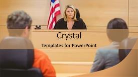  Presentation with judge - Slide deck having prisoner in the court room background and a coral colored foreground