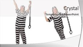  Presentation with prison - Cool new slide deck with prisoner isolated on the white backdrop and a white colored foreground