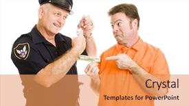  Presentation with bribe - Presentation enhanced with prisoner offers policeman bribe officer background and a yellow colored foreground