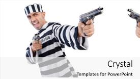  Presentation with gun - Cool new presentation with prisoner with gun isolated backdrop and a white colored foreground