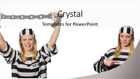  Presentation with prison - Presentation theme featuring prisonor - funny prison inmate in concept background and a white colored foreground