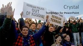  Presentation with repression - PPT theme enhanced with pristina-kosovo-march-13-ethnic background and a light blue colored foreground