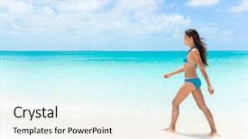  Presentation with luxury travel - Slides having pristine turquoise clear water background and a sky blue colored foreground