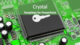  Presentation with computer security - PPT theme featuring data privacy - key on computer chip background and a seafoam green colored foreground