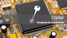  Presentation with computer security - Audience pleasing slides consisting of data privacy - key on computer chip backdrop and a dark gray colored foreground