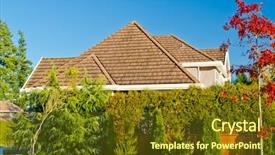  Presentation with green house - Amazing PPT layouts having privacy and security concept house backdrop and a tawny brown colored foreground