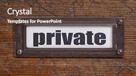  Presentation with detective case file typed - Slide deck having private - file cabinet label bronze background and a tawny brown colored foreground