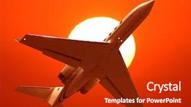  Presentation with aircraft - PPT theme enhanced with private aircraft - airplane taking off background and a crimson colored foreground