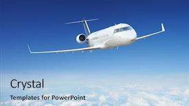  Presentation with private jet - Beautiful presentation design featuring private airplane in the sky backdrop and a light blue colored foreground