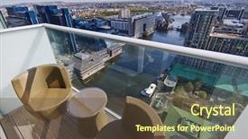  Presentation with elegant furniture design - Slides enhanced with private balcony with garden furniture background and a tawny brown colored foreground