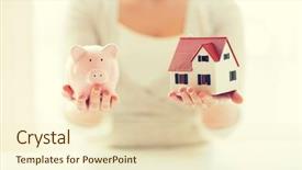  Presentation with real estate investment - Slide set with private banking - building mortgage investment real estate background and a cream colored foreground