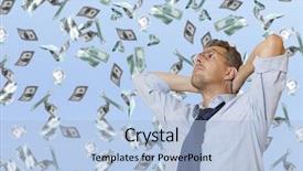  Presentation with equity - Presentation design enhanced with private equity - businessman standing in the rain background and a light blue colored foreground