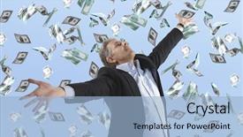  Presentation with equity - Colorful slide set enhanced with private equity - businessman standing in the rain backdrop and a light blue colored foreground