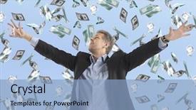  Presentation with equity - PPT theme enhanced with private equity - businessman standing in the rain background and a light blue colored foreground