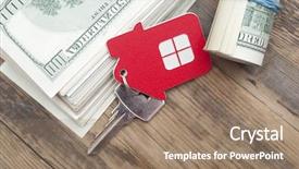  Presentation with keys - Presentation theme consisting of private equity - house keys over the hundred background and a coral colored foreground