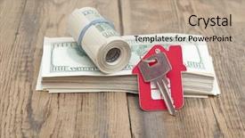  Presentation with equity - Presentation having private equity - house keys over the hundred background and a coral colored foreground