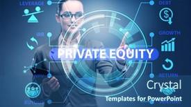  Presentation with equity - Colorful slide set enhanced with private-equity-investment-business-concept backdrop and a ocean colored foreground