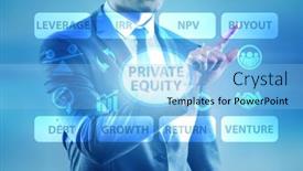  Presentation with equity - Presentation design enhanced with private-equity-investment-business-concept background and a light blue colored foreground