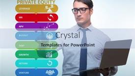  Presentation with equity - Amazing presentation theme having private-equity-investment-business-concept backdrop and a light blue colored foreground