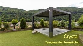  Presentation with house roof and roofing business - PPT theme with private garden on the roof background and a tawny brown colored foreground