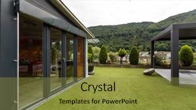  Presentation with nobody - Presentation design consisting of private garden on the roof background and a gold colored foreground