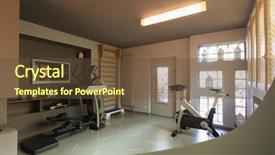  Presentation with exercise - Beautiful slide deck featuring private gym with exercise bikes backdrop and a tawny brown colored foreground