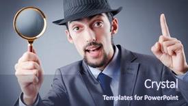  Presentation with detective magnifying glass - Amazing slide deck having private investigators - detective and magnifying glass backdrop and a ocean colored foreground