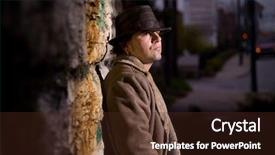  Presentation with patient waiting time - Presentation theme with private investigators - man in alley waiting background and a wine colored foreground