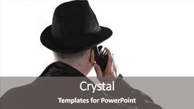  Presentation with hat - Audience pleasing slide set consisting of private investigators - man with hat is talking backdrop and a gray colored foreground