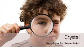  Presentation with magnifying glass - Beautiful slides featuring private investigators - young boy holding magnifying glass backdrop and a  colored foreground