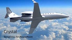  Presentation with jet airplane - Presentation theme having private jet - airplane in the sky background and a teal colored foreground