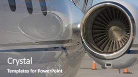  Presentation with private jet - Presentation featuring private jet and engine abstract background and a gray colored foreground