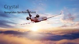  Presentation with private jet - Beautiful presentation design featuring private jet plane flying above clouds in beautiful sunset light modern and fastest mode of transportation business life backdrop and a light blue colored foreground