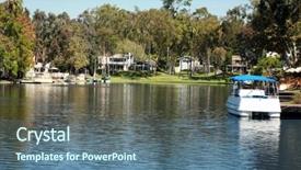  Presentation with access - Presentation theme featuring private lake with homes and boats in lake forest california lake forest has many private lakes with limited access to the general public making it an ideal and serene location to live life background and a ocean colored foreground