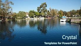  Presentation with access - Presentation consisting of private lake with homes and boats in lake forest california lake forest has many private lakes with limited access to the general public making it an ideal and serene location to live life background and a ocean colored foreground