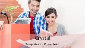  Presentation with floor plan - PPT theme enhanced with private plans - asian couple woman and man background and a  colored foreground