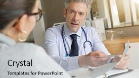  Presentation with doctor office - Cool new slide set with private plans - doctor going through results backdrop and a light gray colored foreground