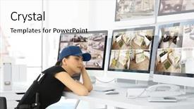  Presentation with safety work - Colorful slide deck enhanced with private property and modern technology backdrop and a  colored foreground